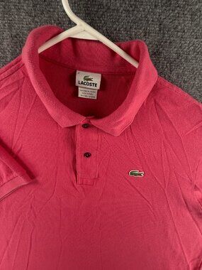 Lacoste Polo Shirt Men Croc Logo Short Sleeve Cotton Pink Size 6 Peru Preppy